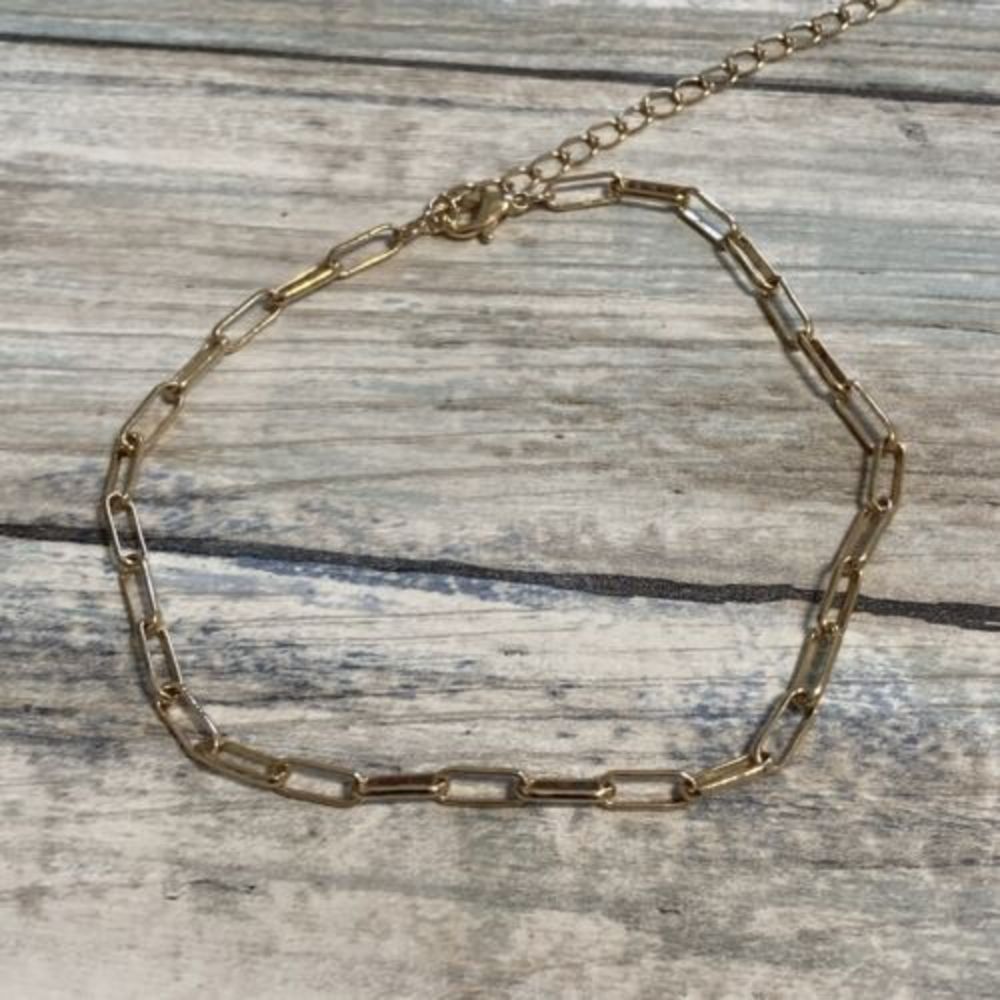 Paperclip Chain Gold Tone Anklet 9"-12" adjustable NWOT